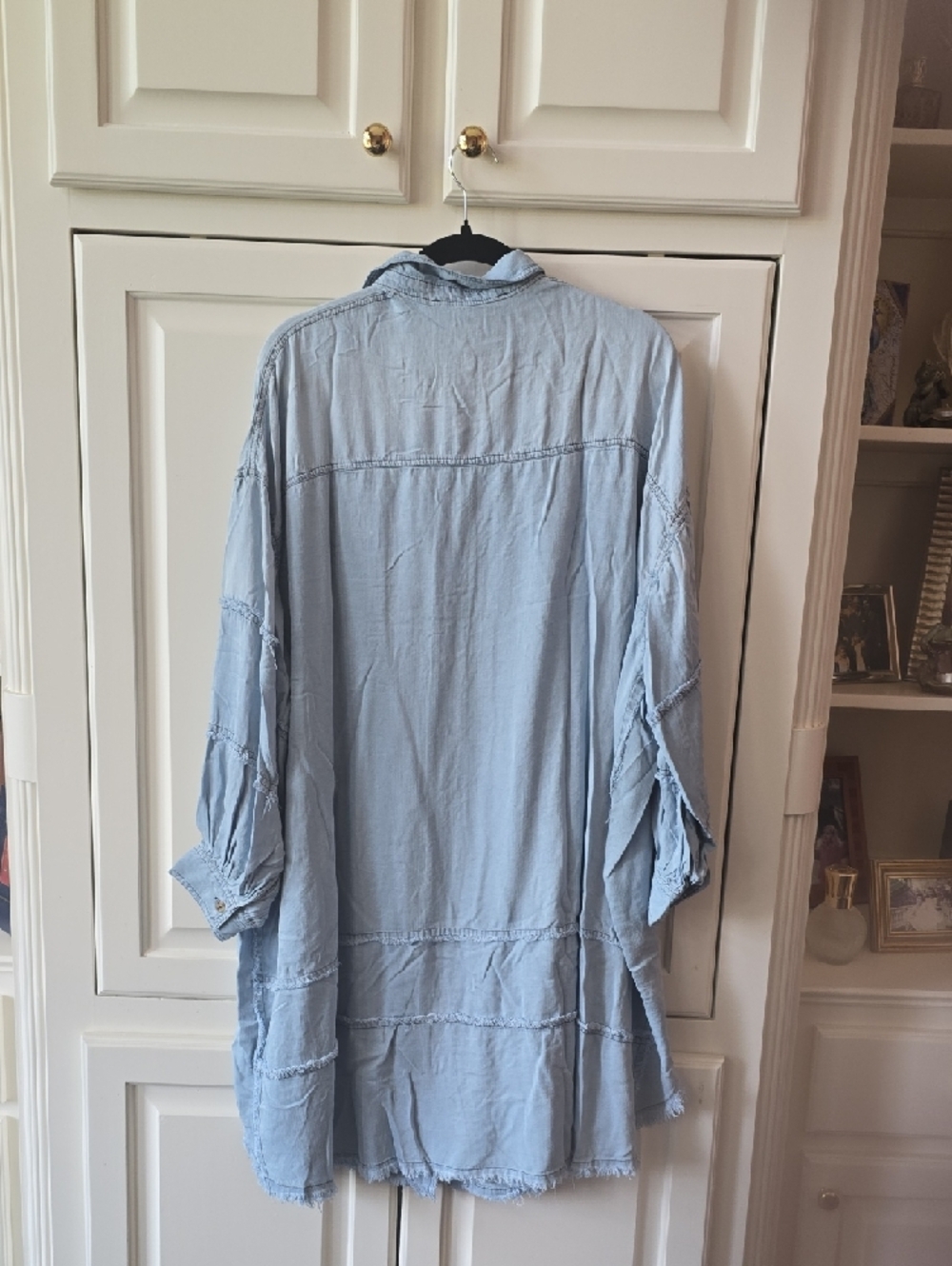 Three Bird Nest Light Blue Denim Button-Up Tunic - Picture 3 of 3
